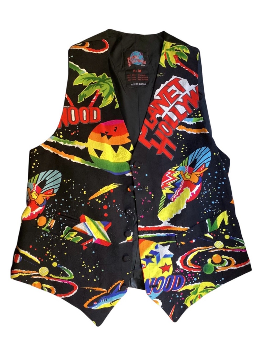 Vintage 90’s Planet Hollywood Colorful All Over Print Vest